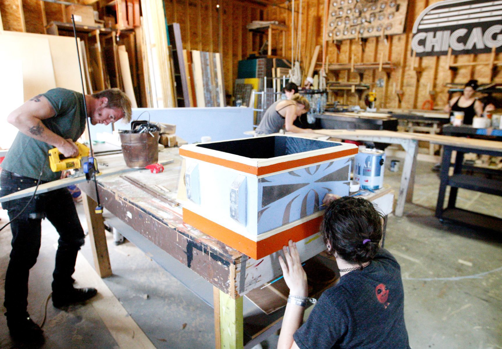 Actors work on the set